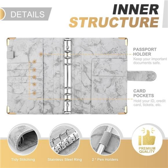 100 Envelopes Money Saving Challenge Tracker to Save $5,050, Marble Grey - Picture 3 of 7